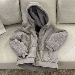 Hollister Women’s Full Zip Sherpa Jacket with Hood - Gray